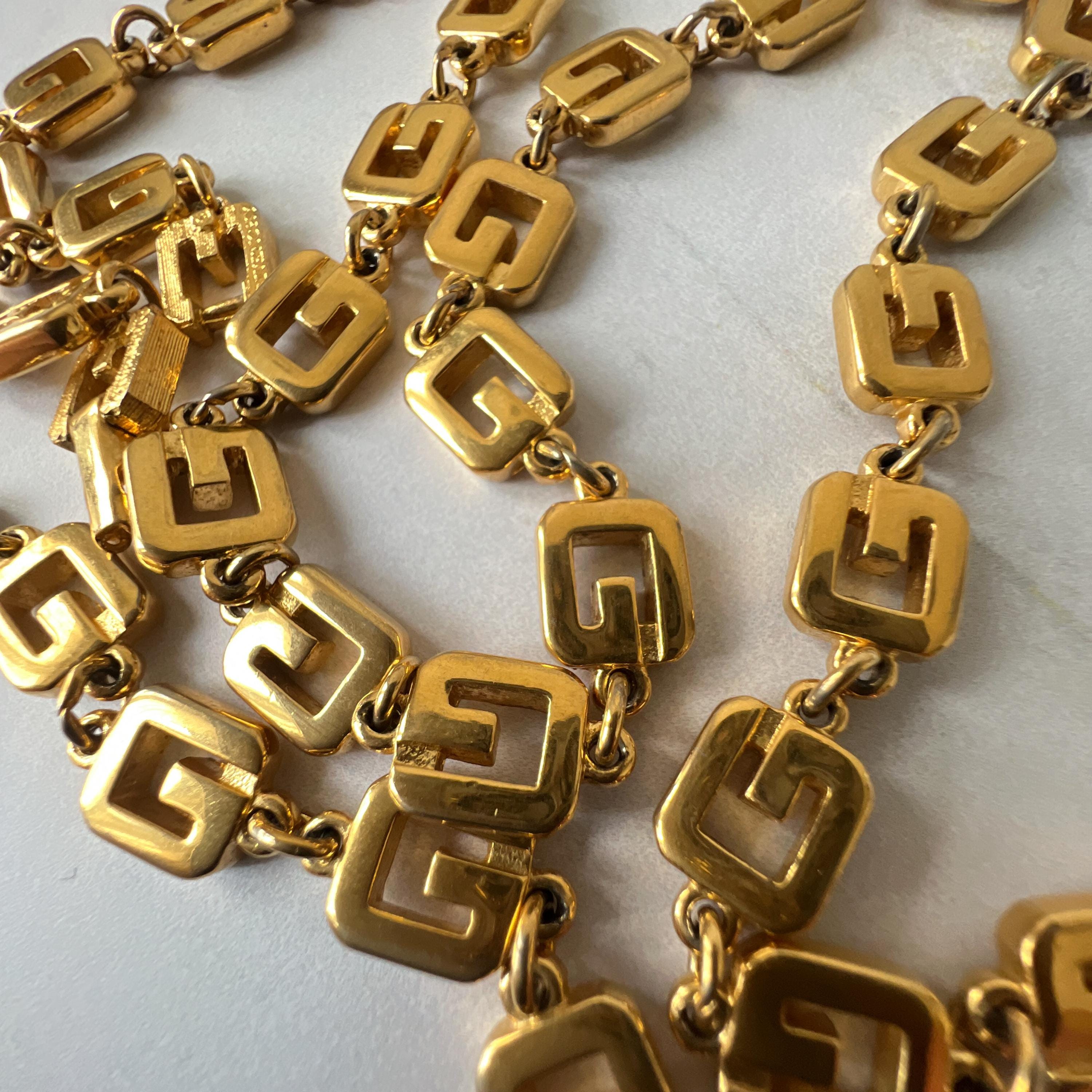 GIVENCHY Vintage G Link Logo Gold Long Necklace - Etsy