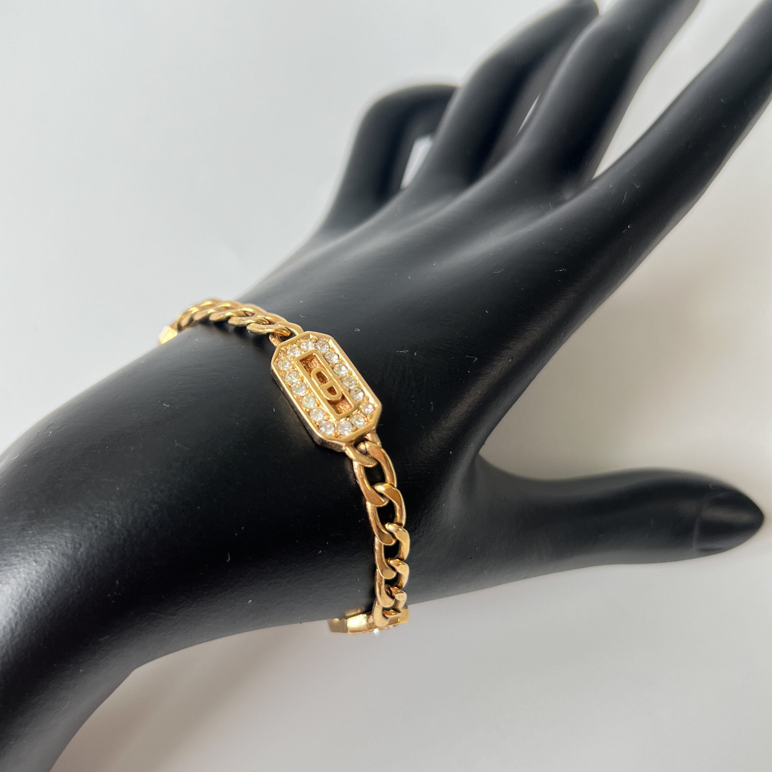 Christian Dior Vintage Logo Plaque Chain Link Bracelet - Etsy