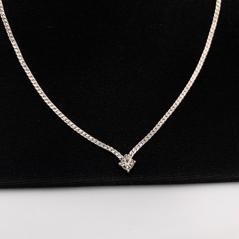 Christian Dior Vintage Crystal Silver Tone Necklace 