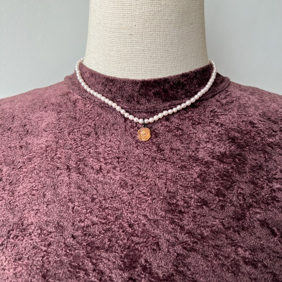 KENZO Vintage Faux Pearl Rose Pendant Choker Necklace - Etsy