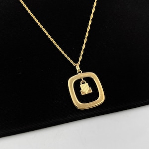 LANVIN Vintage Gold Plated Logo Necklace