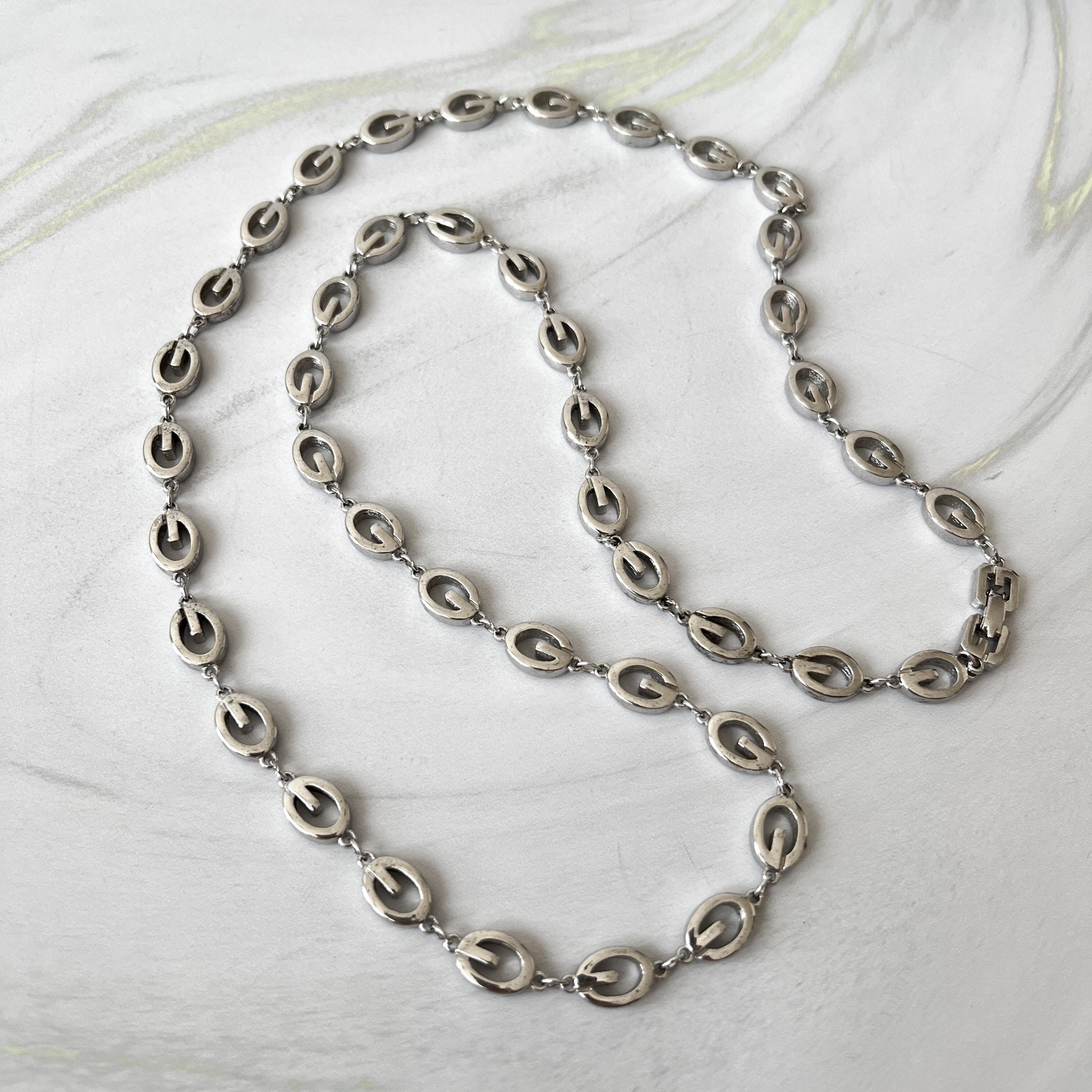 GIVENCHY Vintage Oval G Link Logo Long Necklace - Etsy