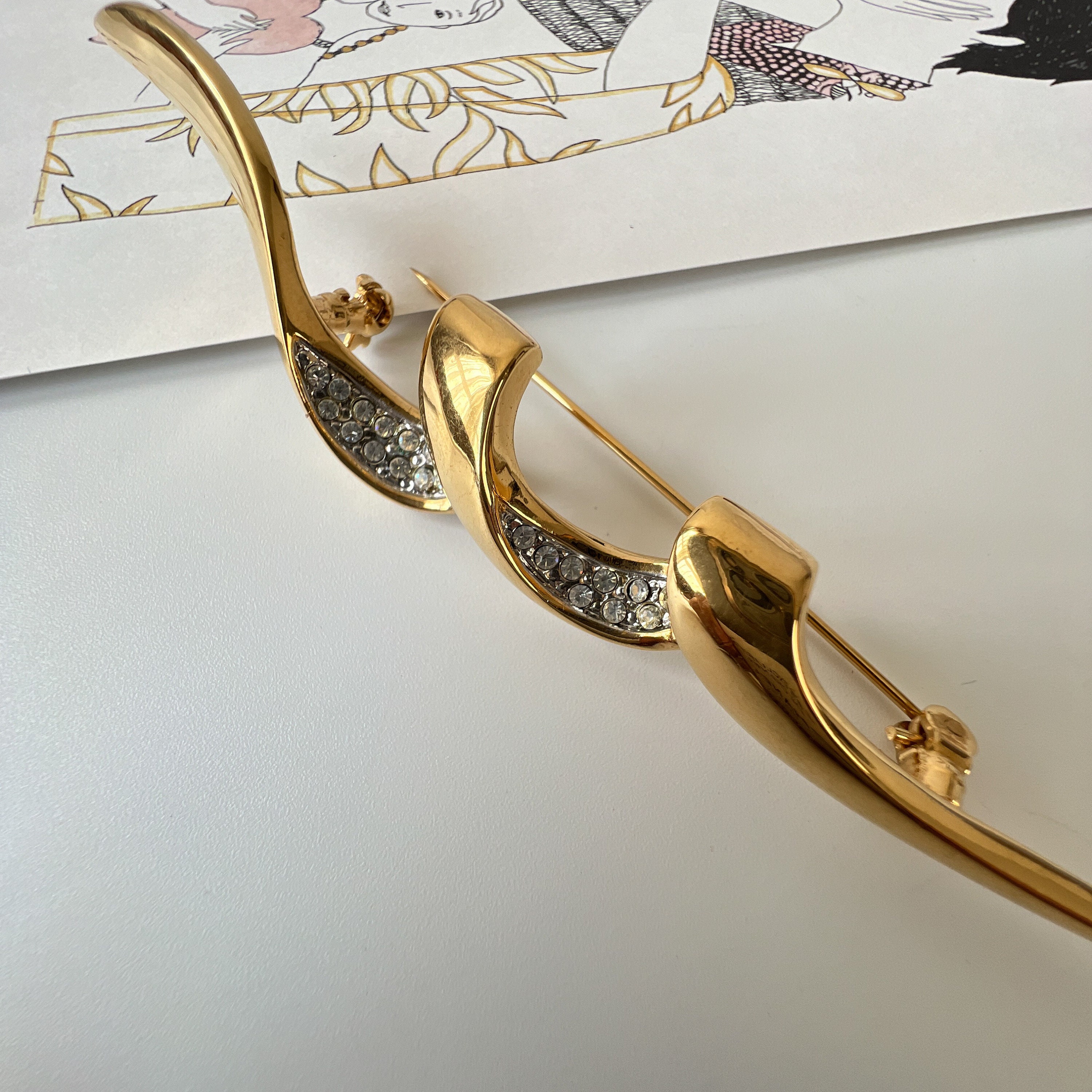 Balmain Paris Vintage Gold Plated Crystal Brooch - Etsy