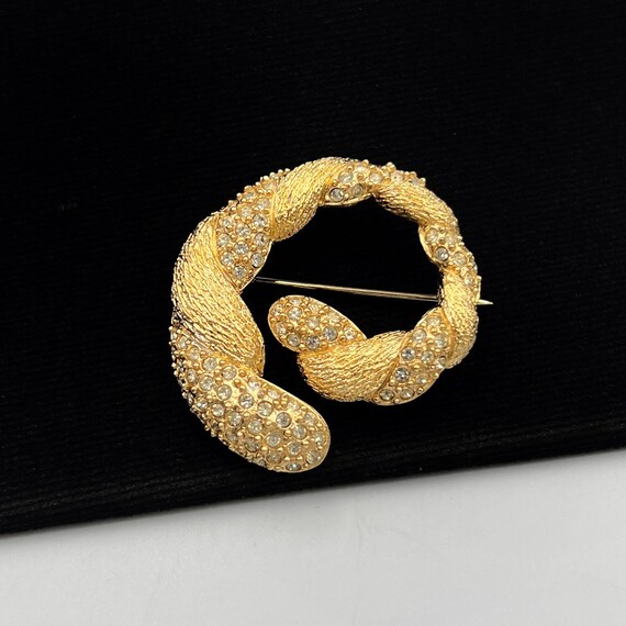 CHRISTIAN DIOR Vintage Gold Plated With Crystal Brooch - Etsy display picture 3