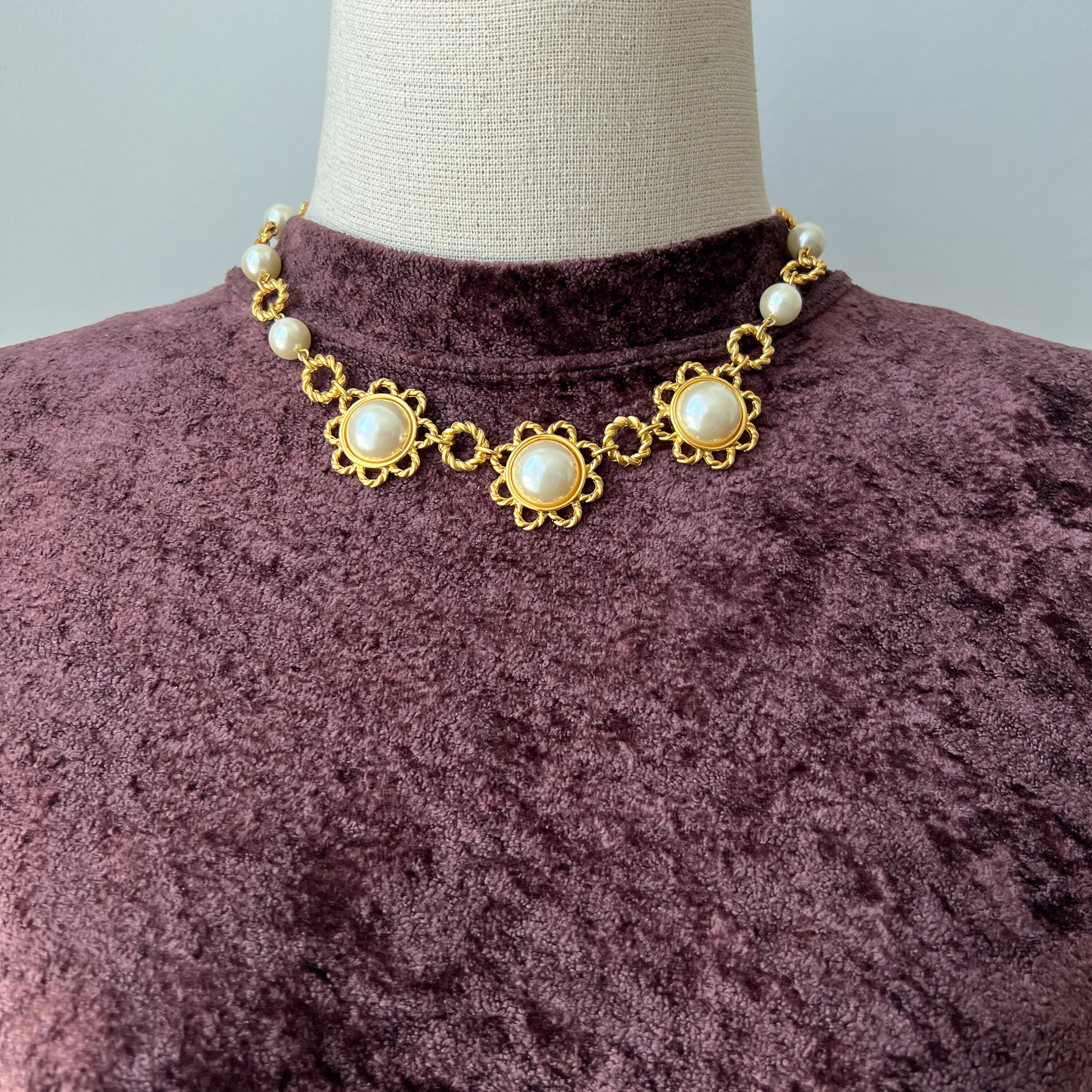 MOSCHINO BIJOUX Vintage Faux Pearl Link Choker Necklace - Etsy