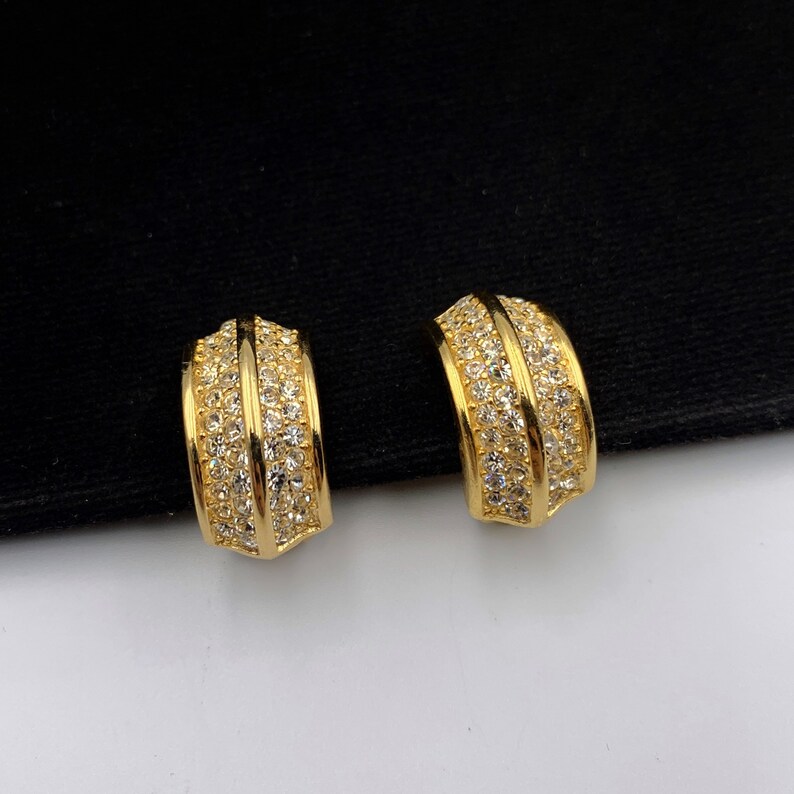 Christian Dior Gold Plated with Crystal Clip-on Earrings 