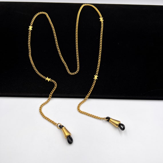 希少✨ Celine Triomphe eyeglass chain CELINE Vintage Triomphe Logo Charm Glasses Chain - Etsy
