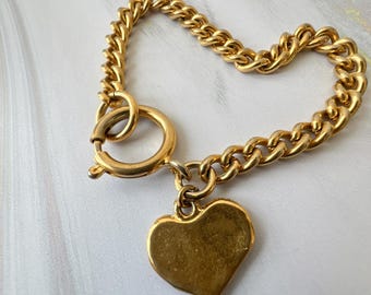 MOSCHINO ヴィンテージチェーン ハートチャームブレスレット - Etsy 日本