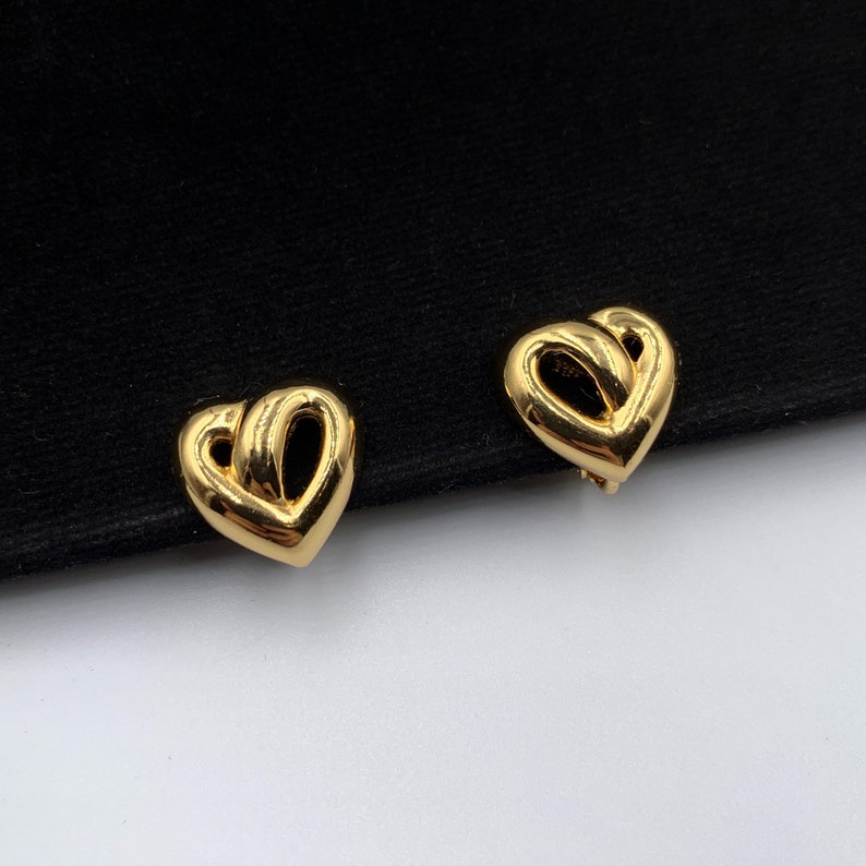 Christian Dior Vintage Mini Heart Clip-on Earrings 