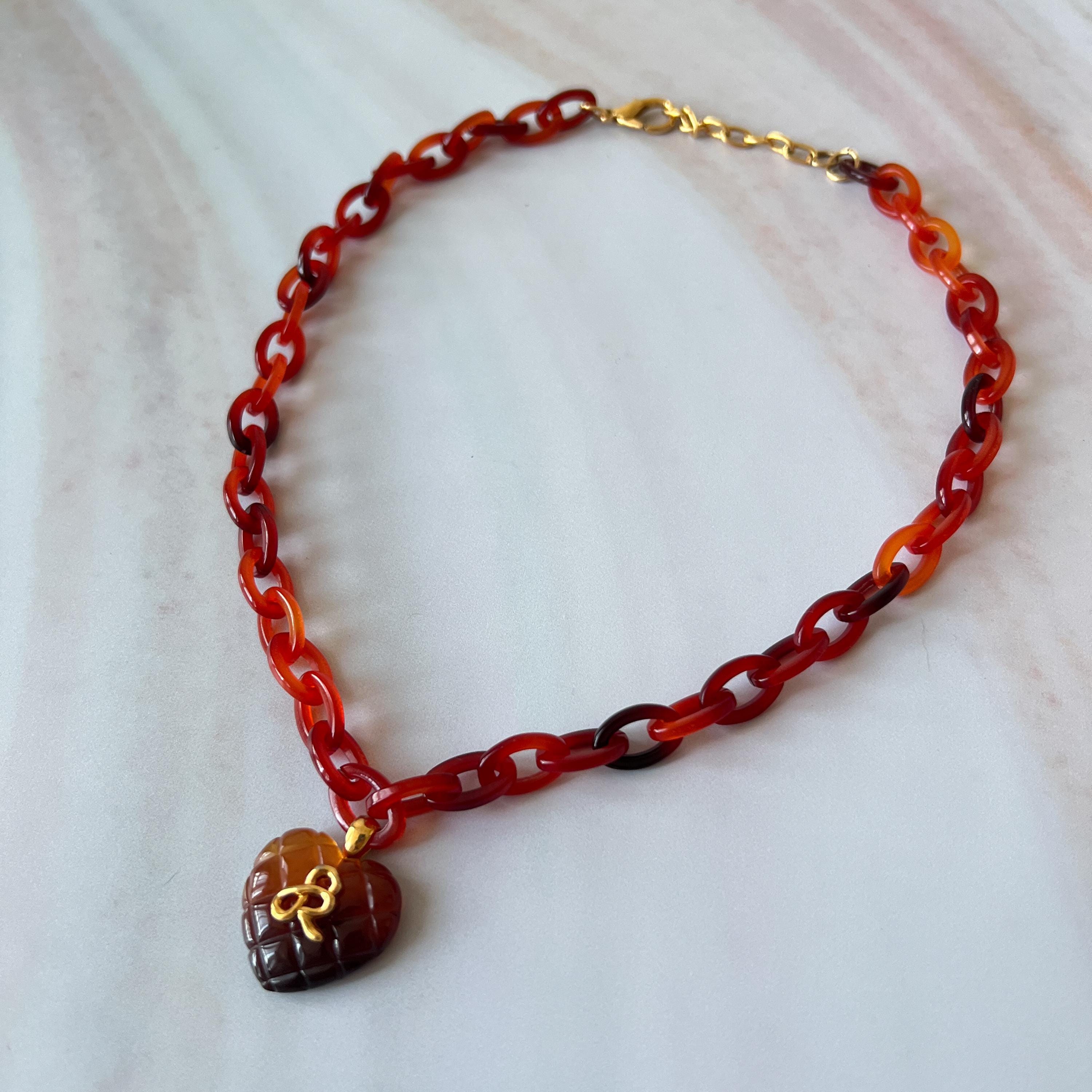 SONIA RYKIEL Vintage Heart With Plastic Chain Necklace - Etsy
