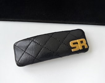 SONIA RYKIEL Vintage SR Logo Quilted Leather Hair Clip 