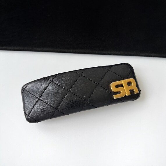 SONIA RYKIEL Vintage SR Logo Quilted Leather Hair Clip - Etsy display picture 2