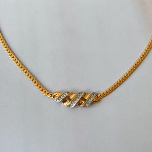 LANVIN Vintage Gold Plated Infinity with Crystal Necklace