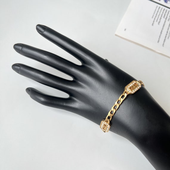 Christian Dior Vintage Logo Plaque Chain Link Bracelet - Etsy