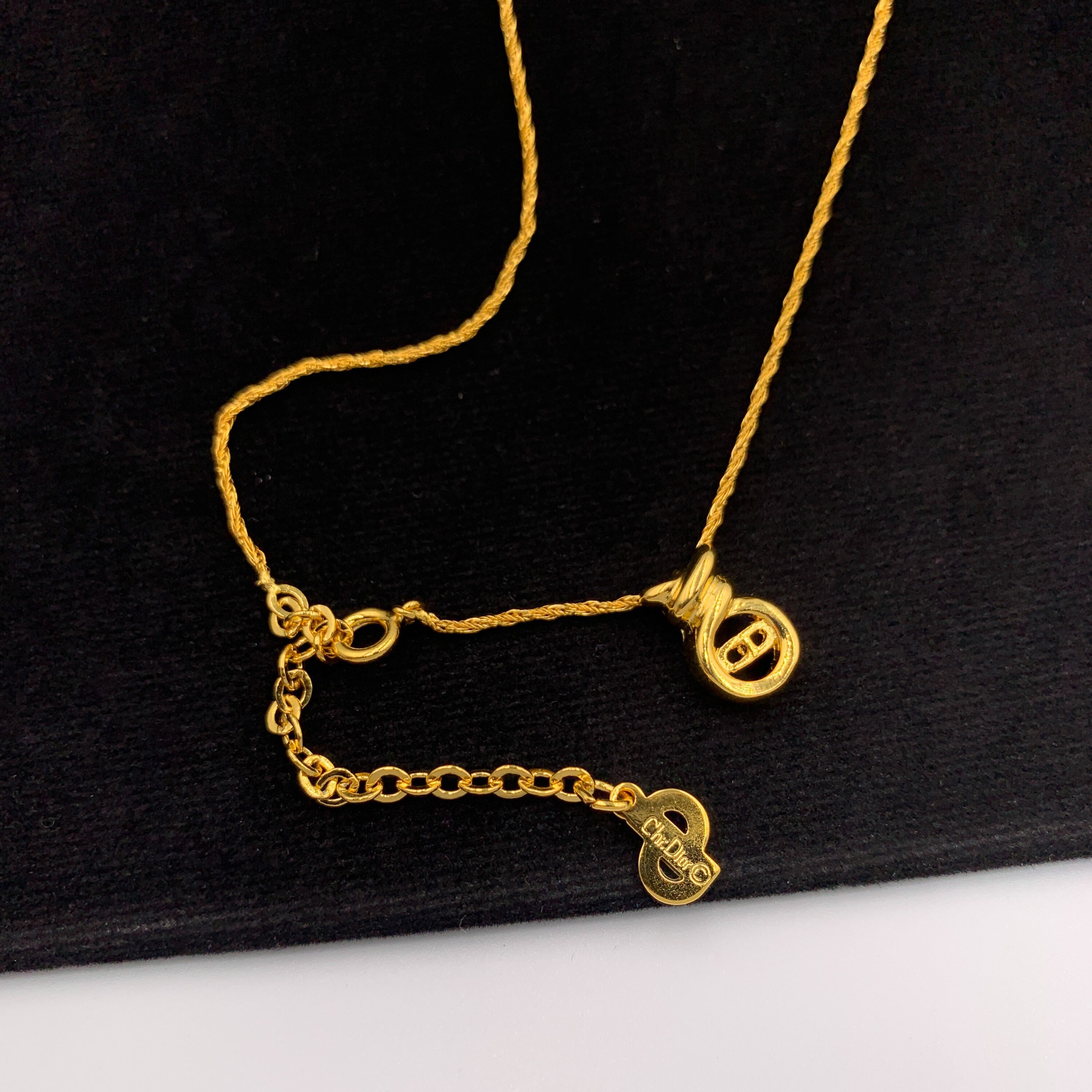 Christian Dior Vintage CD Logo Pendant Gold Tone Necklace - Etsy