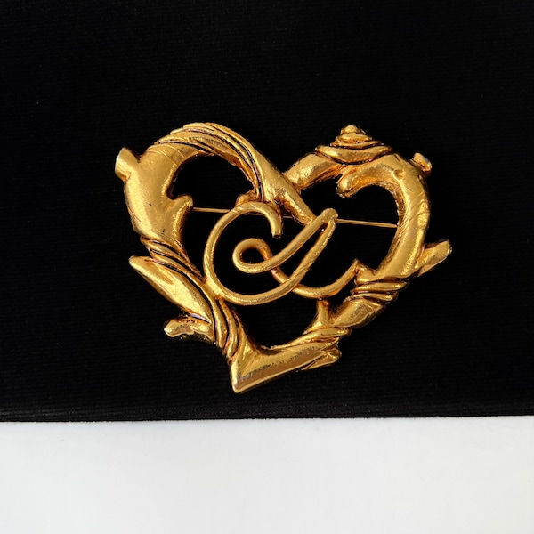 Christian Lacroix Vintage Heart Logo Brooch