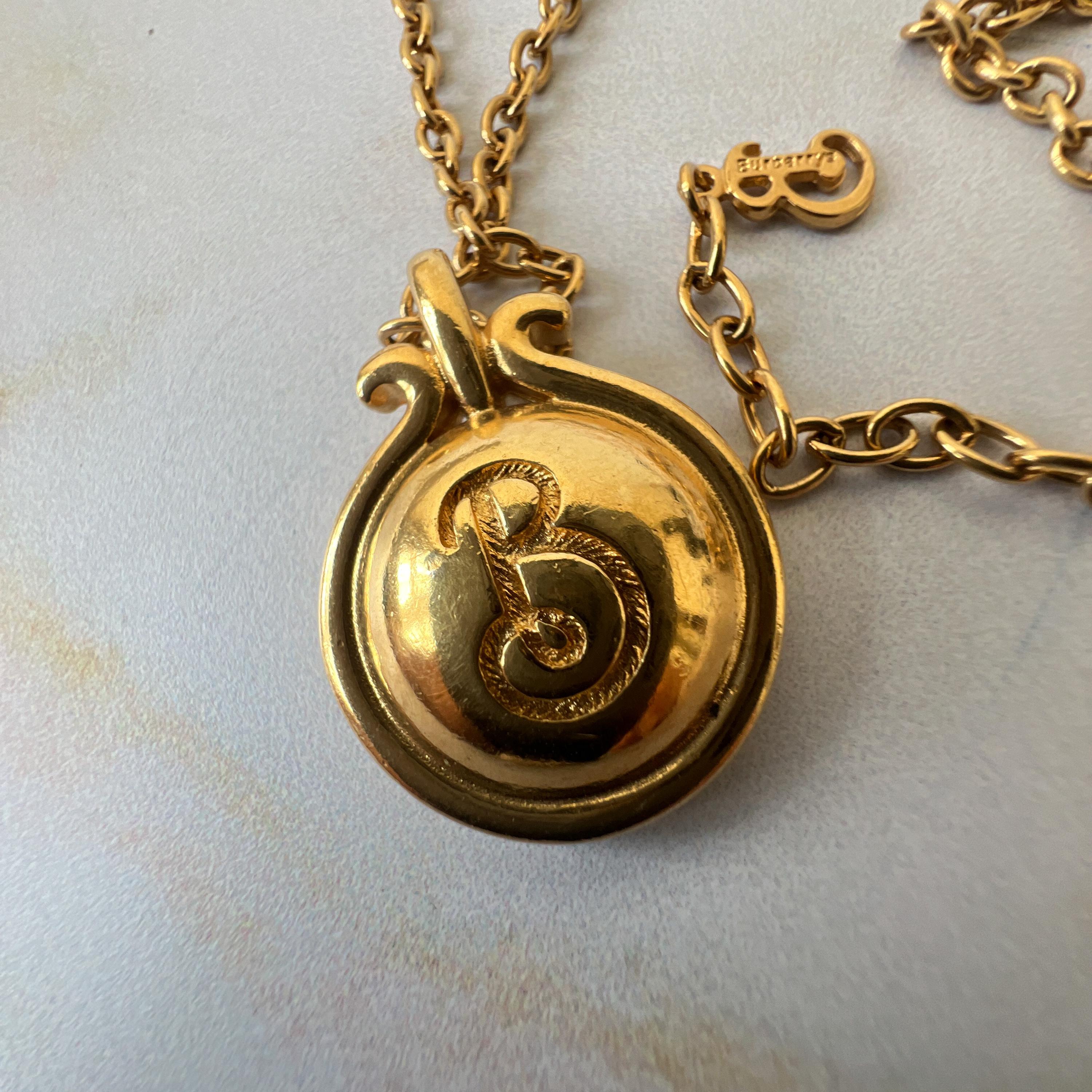 バーバリー ヴィンテージ B ロゴ ゴールド メッキ ペンダント