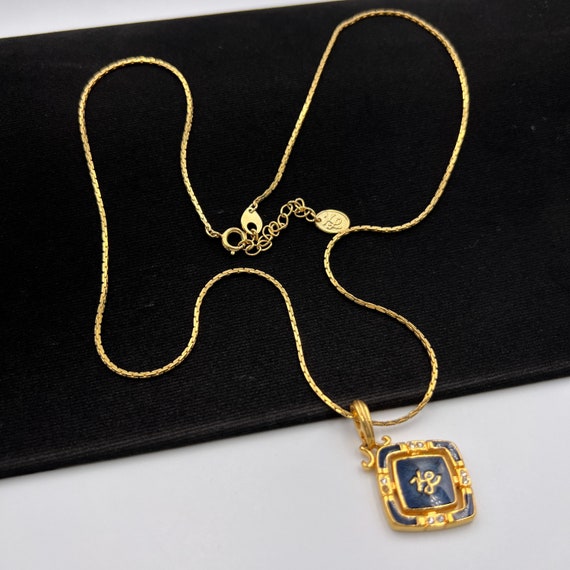 Karl Lagerfeld Vintage KL Enamel Pendant Necklace - image 4