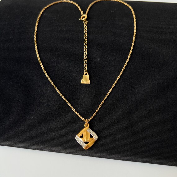LANVIN Vintage Gold Plated Logo with White Crysta… - image 3