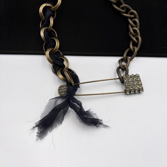 LANVIN Vintage Chain Choker Necklace With Ribbon -  Norway