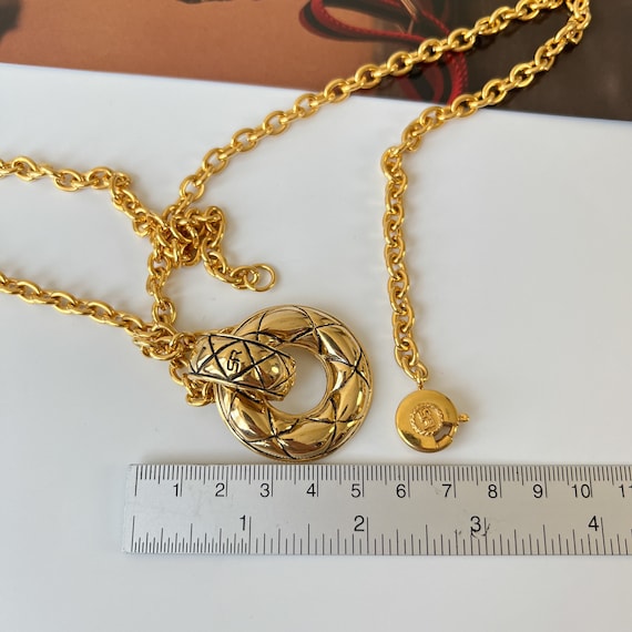 SONIA RYKIEL Vintage Hoop Pendant Quilted Necklace - Etsy