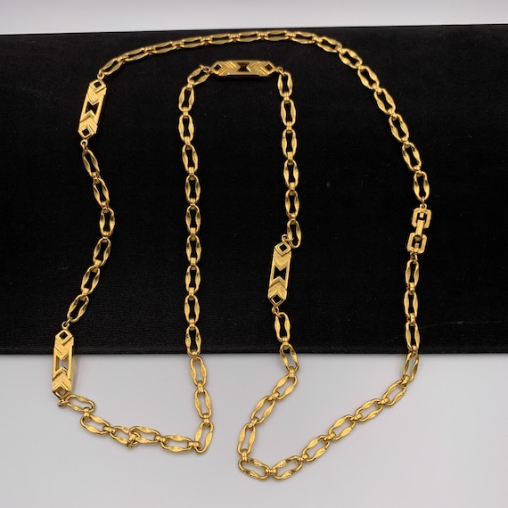 GIVENCHY Vintage Gold Plated Long Chain Necklace - Etsy