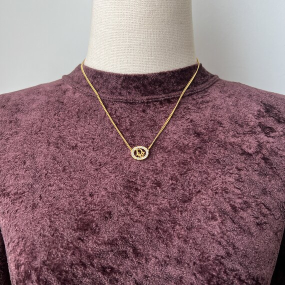 Christian Dior Vintage Dior Crystal Round Logo Necklace - Etsy