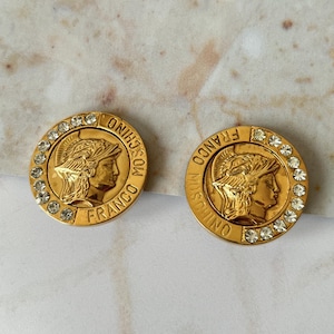 MOSCHINO Vintage Franco Moschino Coin Clip on Earrings