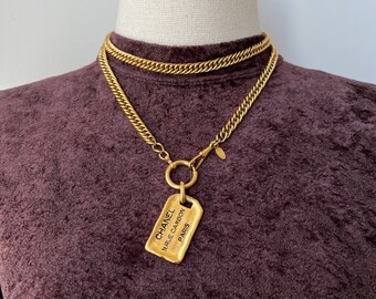 CHANEL ヴィンテージ ネームタグ ロゴ ペンダント ネックレス - Etsy 日本