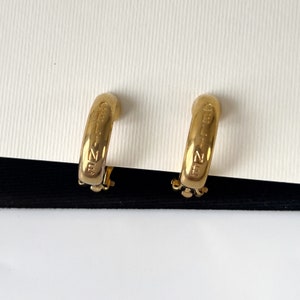CELINE Vintage Gold plated Logo Clip on Earrings