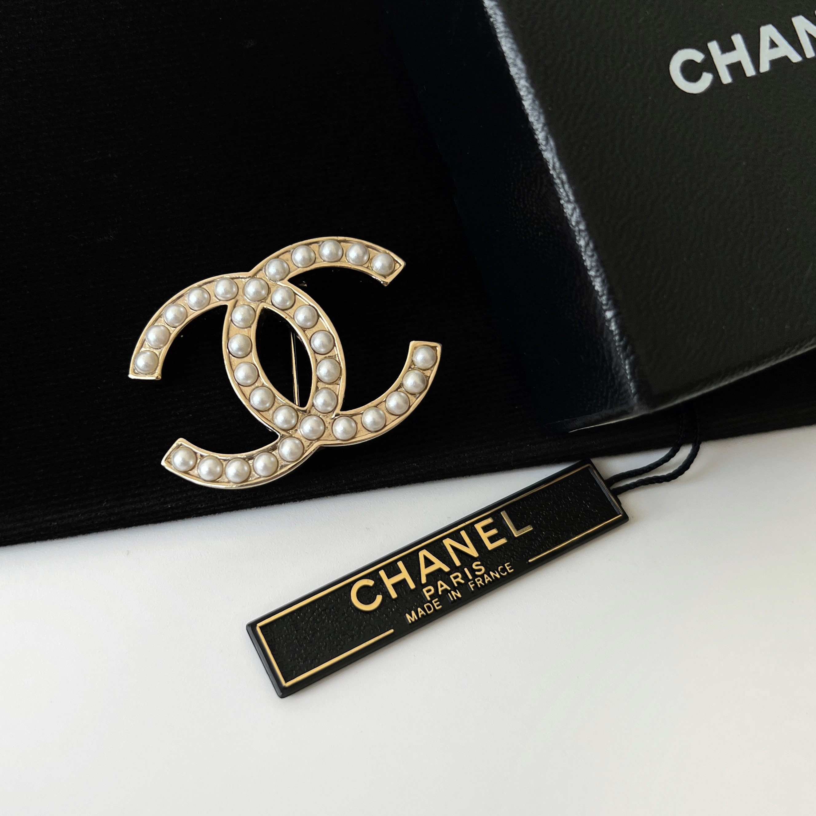 Vintage Chanel Leather Chain Triple Pin Brooch