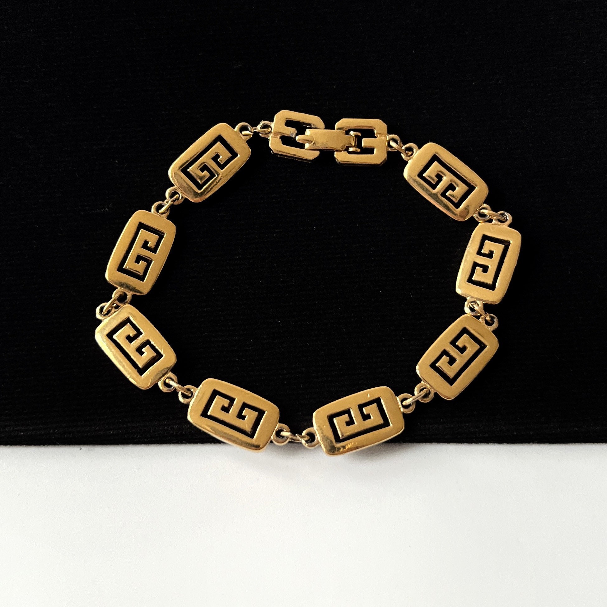 アクセサリー GIVENCHY Vintage G pattern gold bracelet GIVENCHY Vintage G Link Gold Plated Bracelet - Etsy