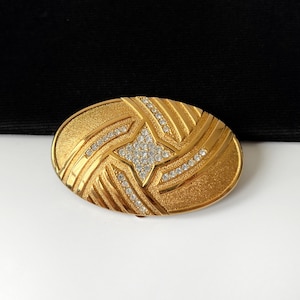 LANVIN Vintage Gold Plated with Crystal Scarf Clip