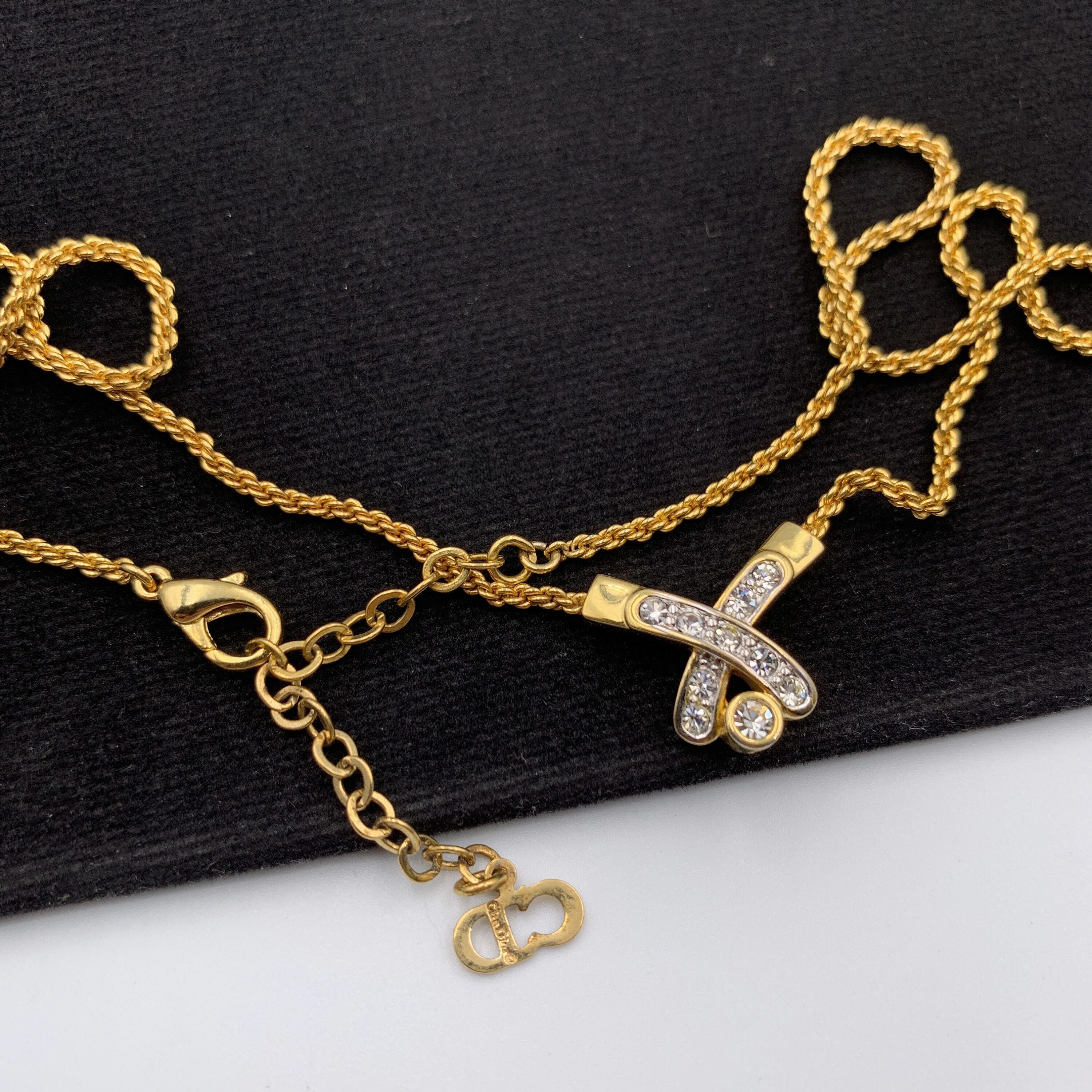 Christian Dior Vintage Cross Crystal Pendant Necklace - Etsy