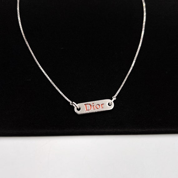 Christian Dior Vintage Dior Silver Plated Red Enamel Logo