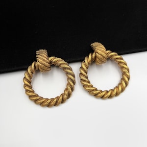 CHANEL Vintage Gold Plated Hoop Clip on Earrings