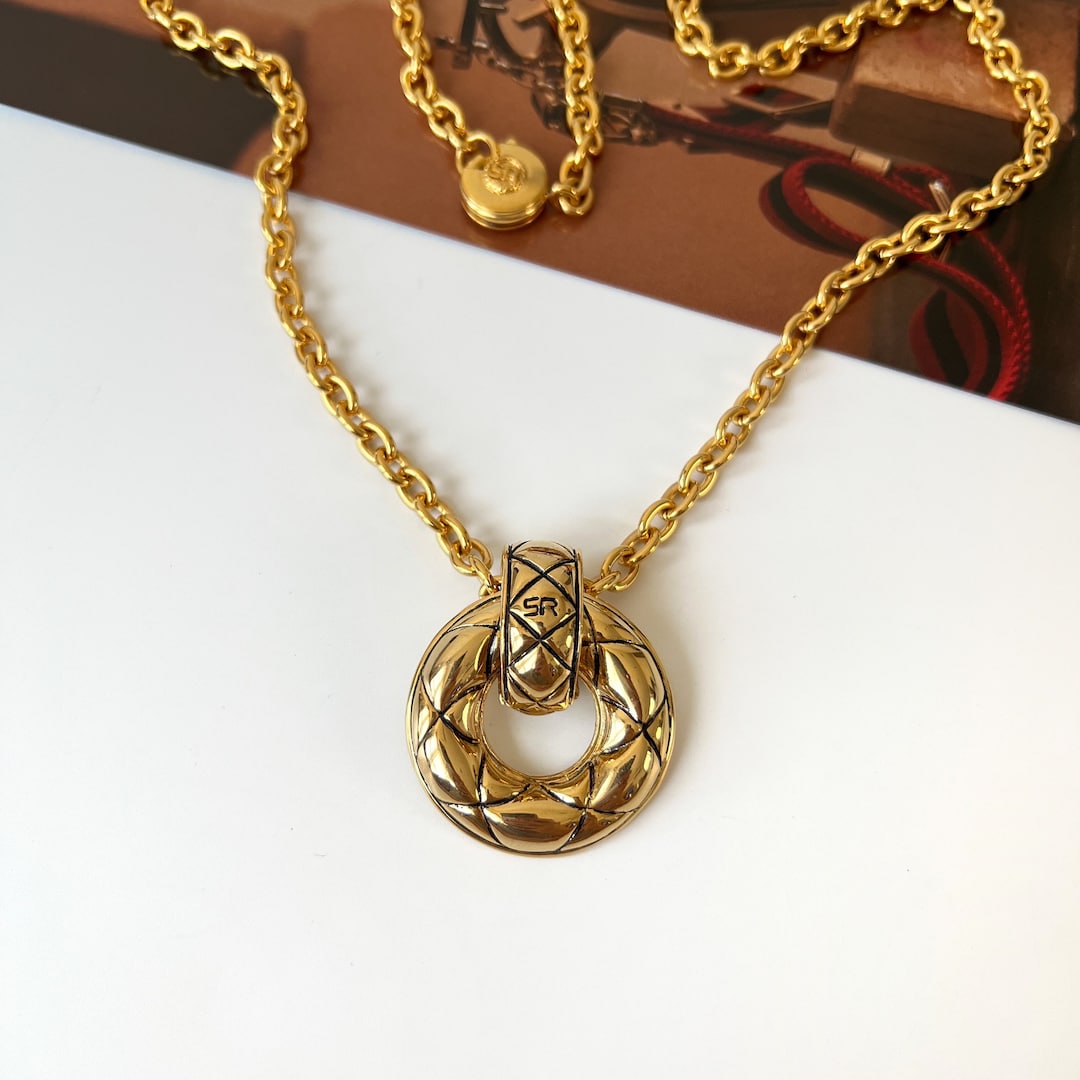 SONIA RYKIEL Vintage Hoop Pendant Quilted Necklace - Etsy