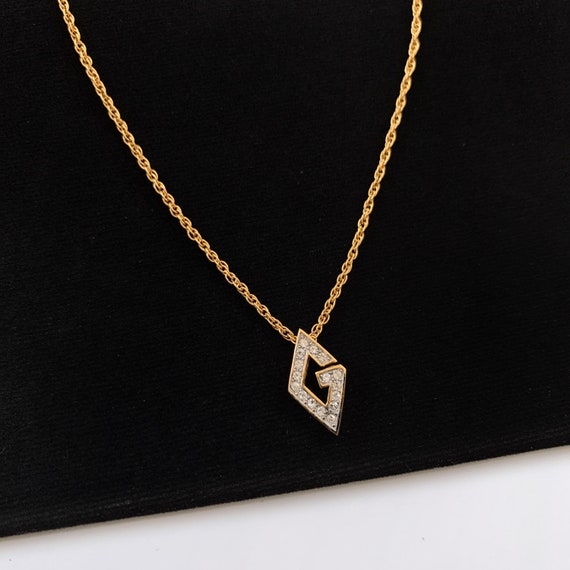 GIVENCHY Vintage G Crystal logo Necklace
