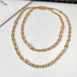 CELINE Vintage Triomphe Chain Link Long Necklace