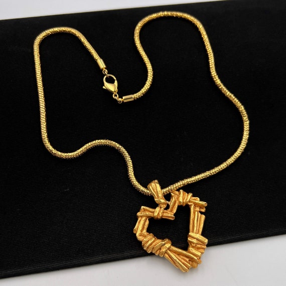 Christian Lacroix Vintage Gold Plated Heart Penda… - image 2