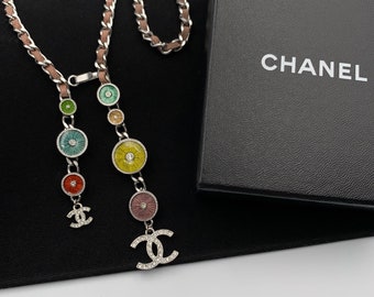 CHANEL シルバートーン メタル＆レザーネックレス