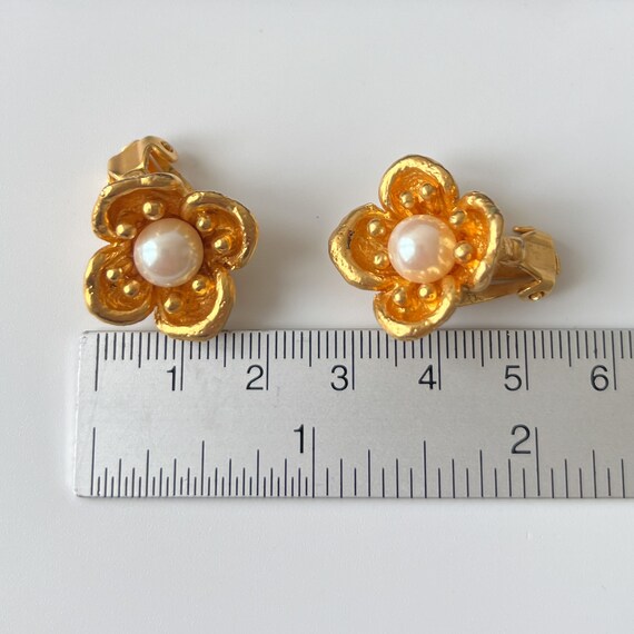 KENZO Vintage Flower With Faux Pearl Earrings - Etsy
