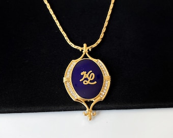 Karl Lagerfeld Vintage KL Enamel Pendant Necklace - Etsy