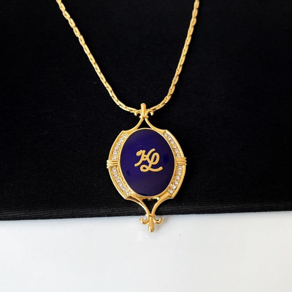 Karl Lagerfeld Vintage KL Enamel Pendant Necklace - Etsy