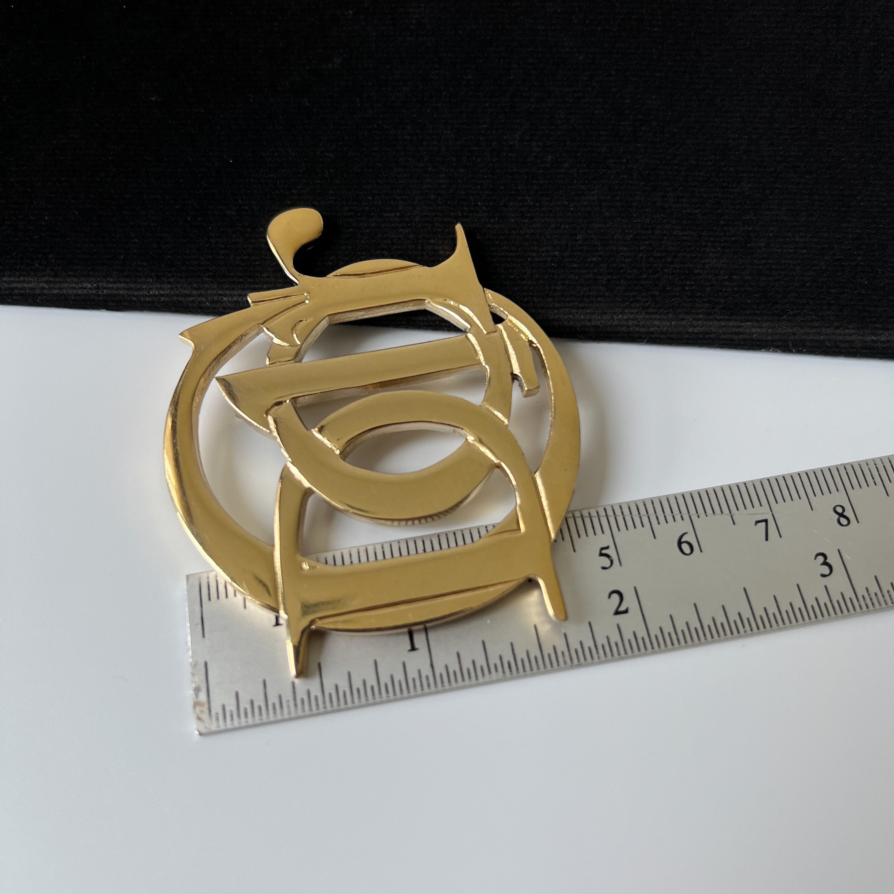 Christian Dior ♡ Vintage ♡ broach Vintage CHRISTIAN DIOR 1980's Gold Plated Rhinestone Logo