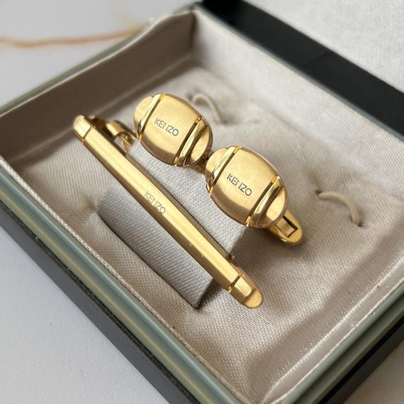 KENZO Vintage Gold Plated Cufflinks and Tie Clip - Etsy