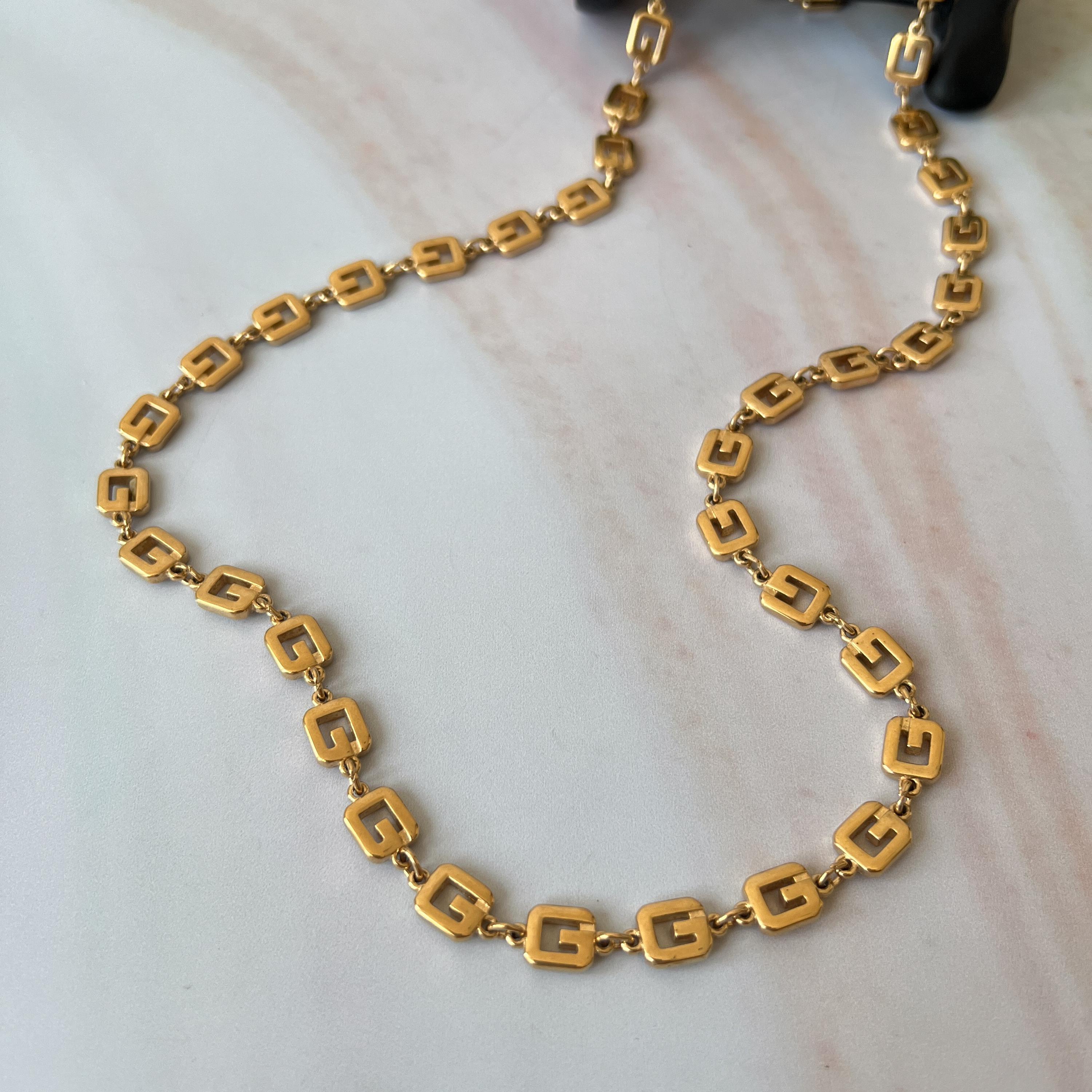 GIVENCHY Vintage G Link Logo Gold Long Necklace - Etsy UK