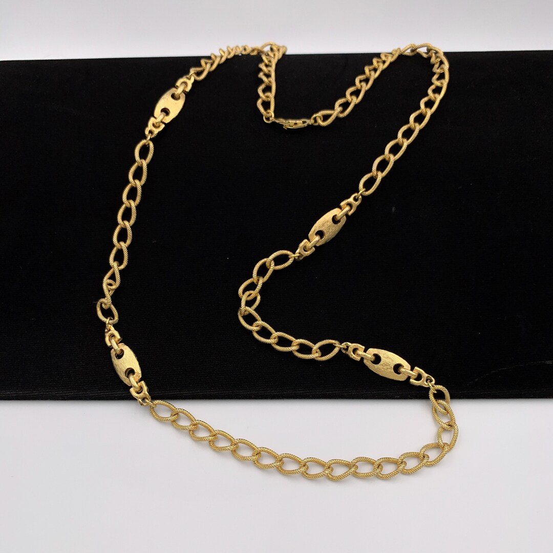 アクセサリー ChristianDior vintage goldchainnecklace Christian Dior Vintage Chain Link Long Necklace - Etsy
