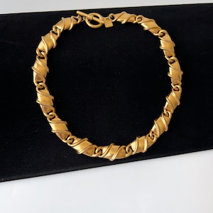 ANNE KLEIN Vintage Gold Plated Link Choker Necklace