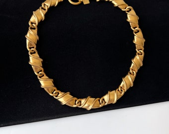 ANNE KLEIN Vintage Gold Plated Link Choker Necklace